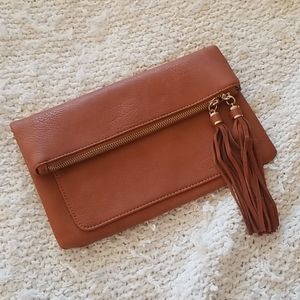 NWOT Moda Luxe Cognac Clutch Handbag